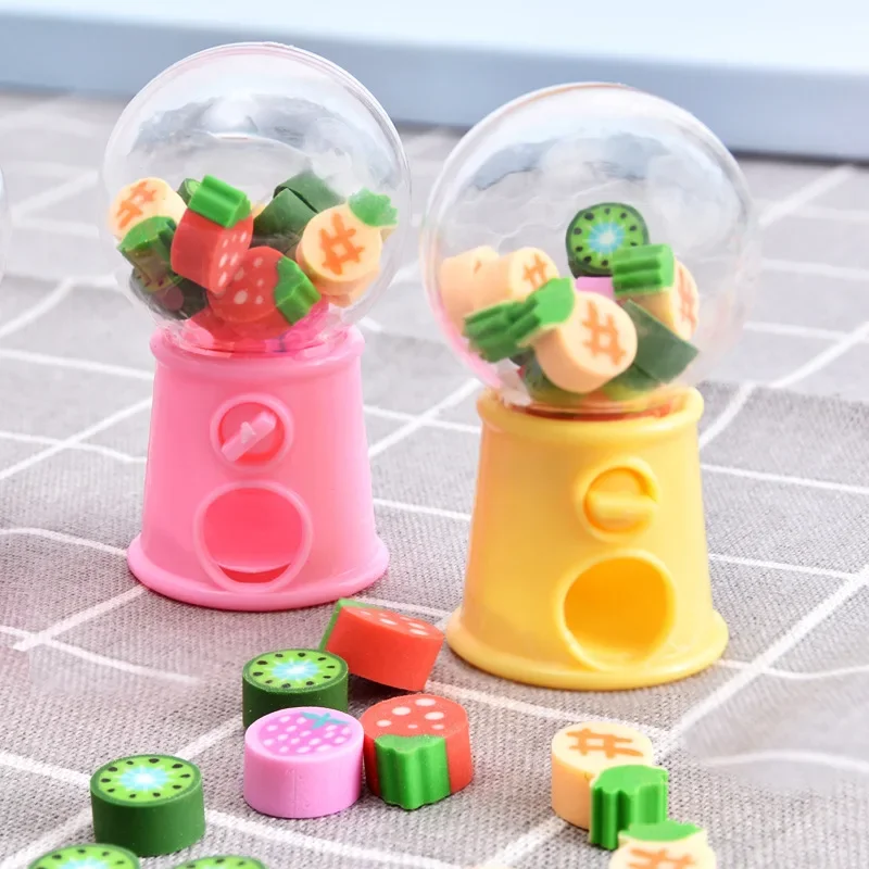 

12pcs/set Creative Gashapon Machine Erasers Mini Pencil Rubber Erasers Kawaii Stationery School Correction Tool Office Supplies