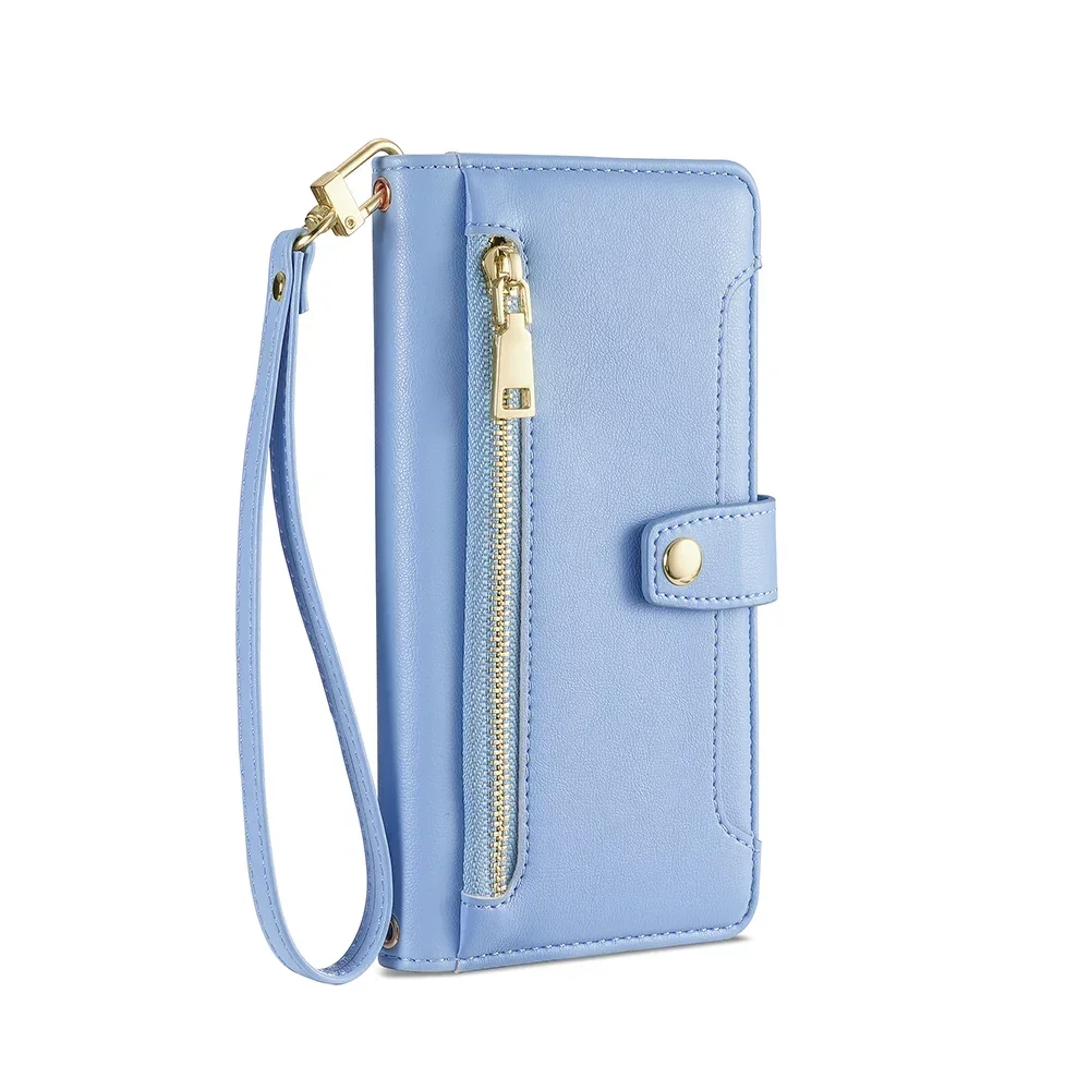 Zipper Wallet Crossbody Phone Case with Lanyard and Card Slots - Flip Design