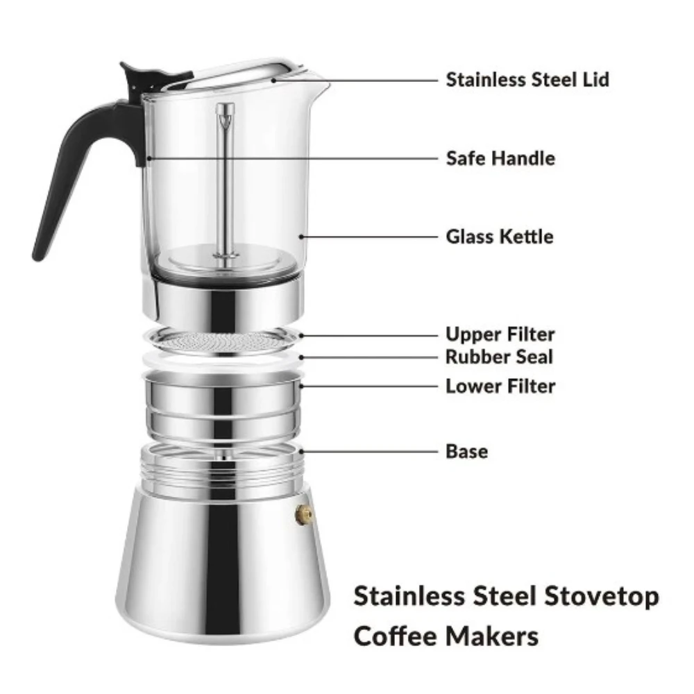 Persons Double Valve Coffee Pot Glass Italian Coffee Machine