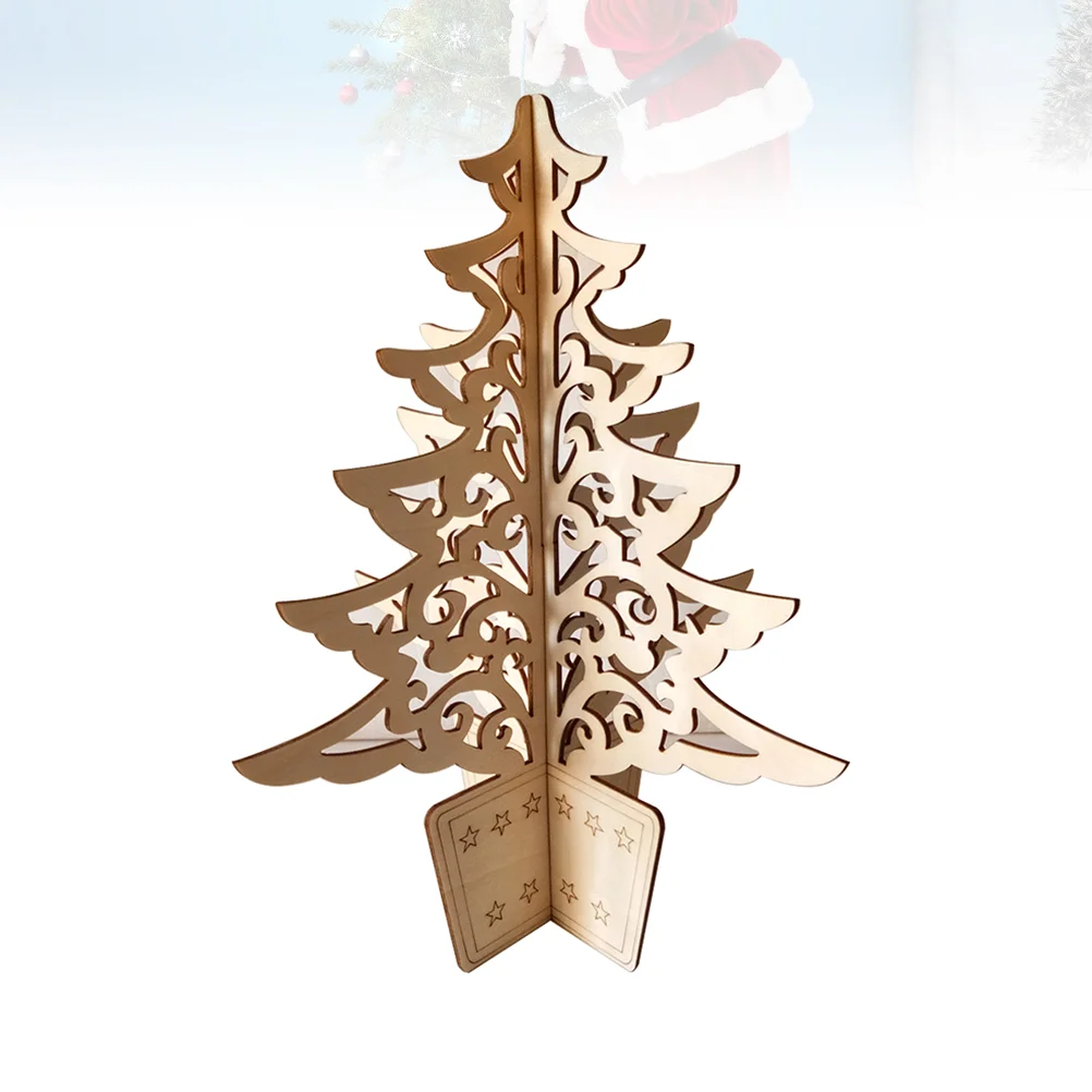 

DIY Wooden Xmas Tree Decoration 3D Hollowed Out Desktop Adornment Christmas Creative Gift Xmas Tree Ornament