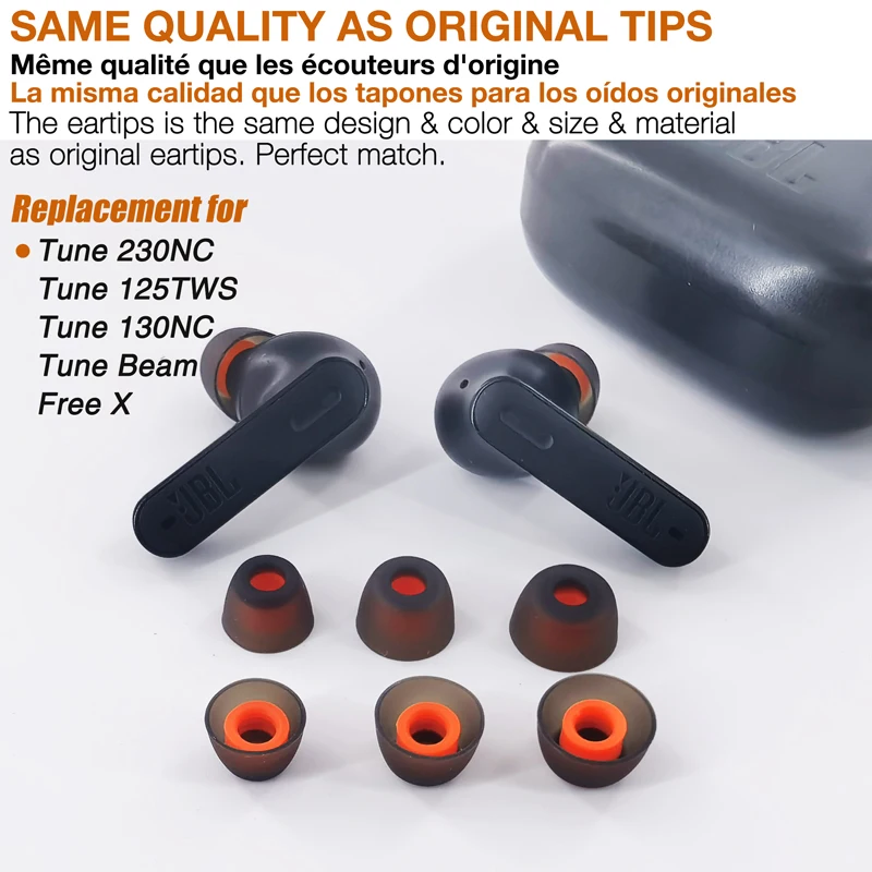 Okuli 12 x Gommini Auricolari in Silicone Ricambio per JBL Tune 230NC TWS, Live Pro+ Auricolari Cuffie in Nero