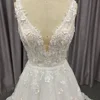 Elegant V-Neck Wedding Dresse For Women Lace Surface Backless Bridal Gowns A-line Mopping Length Princess vestidos novias boda HX24 4