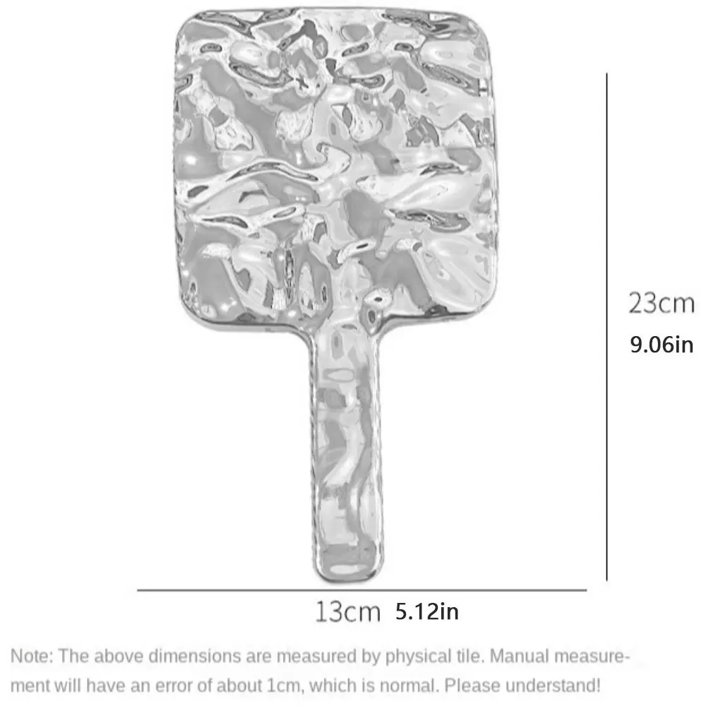 Portable High Definition Handheld Mirror Liquid Shape Silver Makeup Mirror Square Ins Vanity Mirror Household