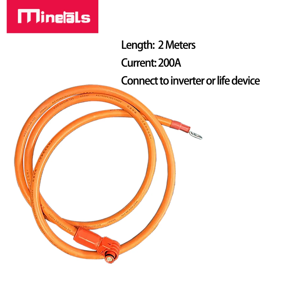 200A Battery Energy Storage Connector Cable 2 Meters 30mm Elbow Power Connector For RV Household Parallel Connection Terminal