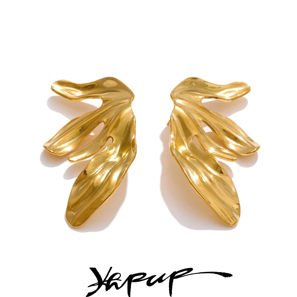 Yhpup Earrings Stainless Steel 18k Gold PVD Plated Prevents Allergy for Women