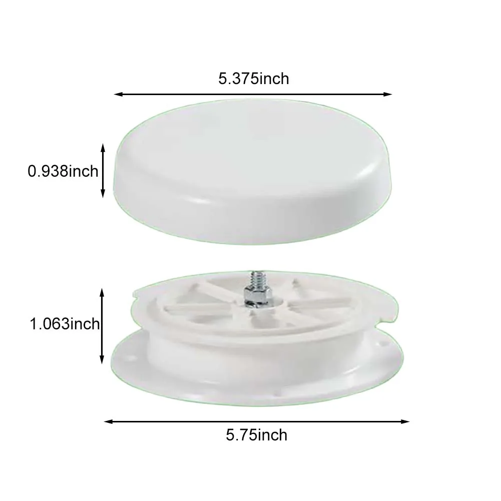 1-Piece RV Roof Mushroom Vent With 2 Water Guard Caps - Universal Fit For Keystone Trailers & Campers, White - View #9