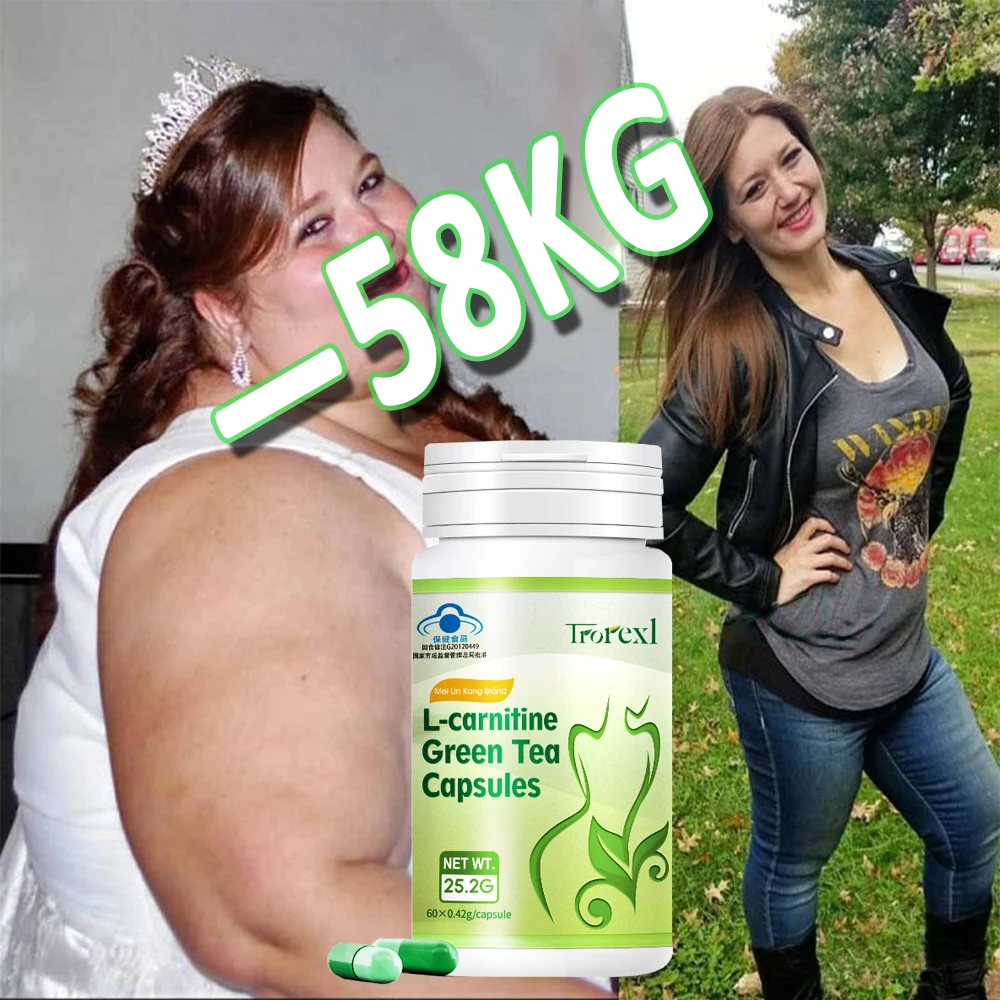 60pcs Super Strength Eliminate Fat Capsules Lcarnitine Green Tea