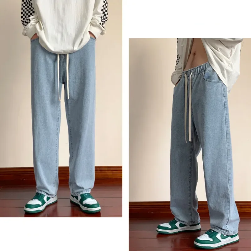 Autumn and Winter New Simplicity Fashion Men's Clothing Splicing Pockets Trend Drawstring Solid Color Versatile Casual Pants