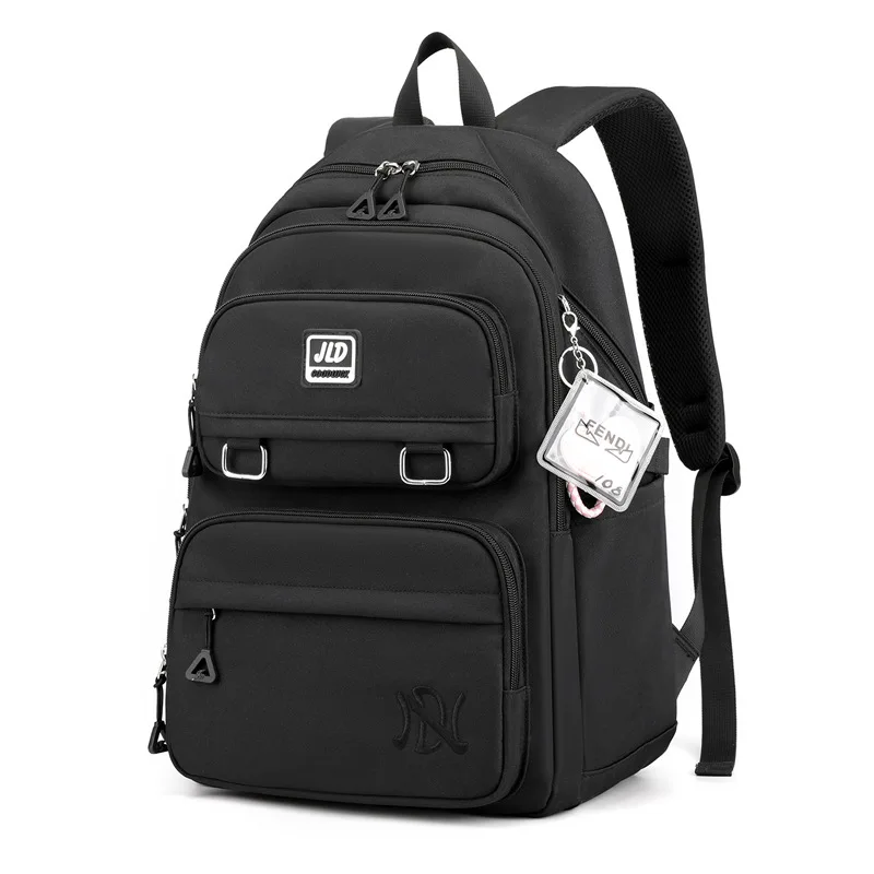 Zaino Scuola Per Ragazze Impermeabile 7 Scomparti: Con Ciondolo Kawaii, Per Laptop 15.6'' E Carrello (Blu/Viola/Marrone)
