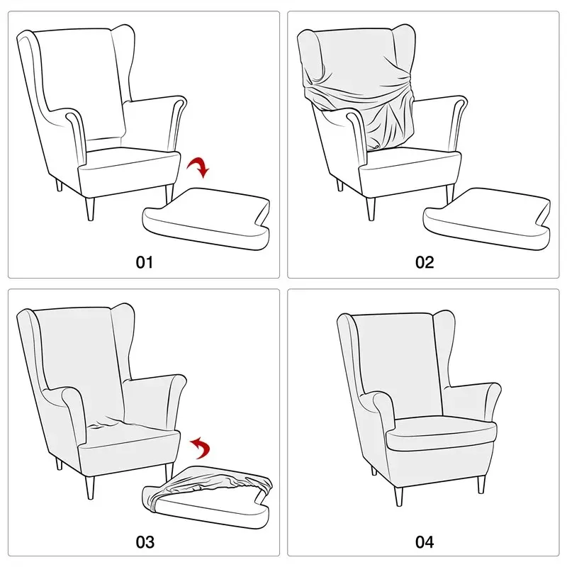 1Set Wingback Chair Slipcover With Elastic Bottom Armchair Sofa Cover King Back Wing Chair Slipcover for Bedroom Living Room