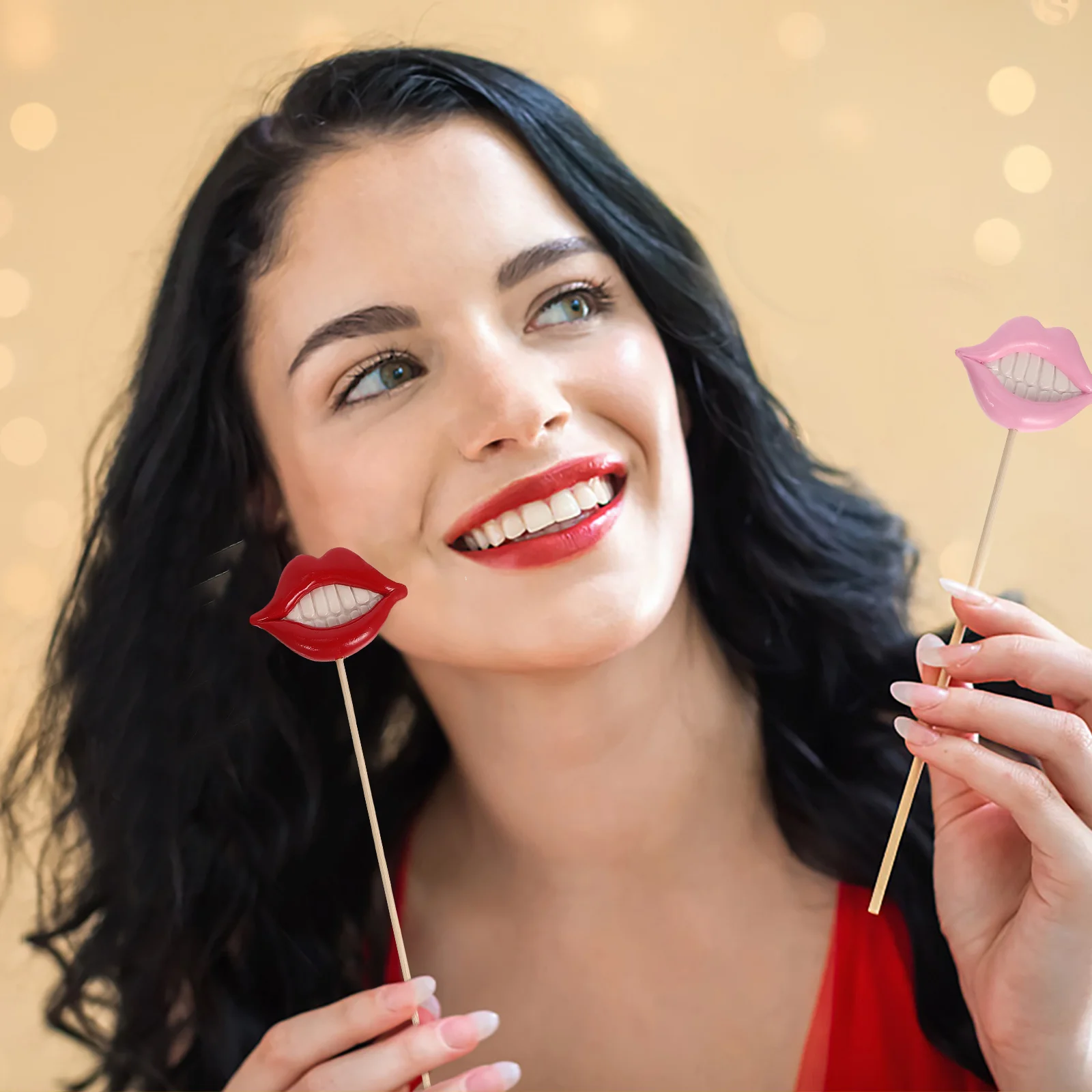 4 Pcs Lips Photo Props Booth Funny Party Selfie Birthday Going Graduation Mouth Christmas