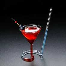 Spiral Cocktail Glass Revolving Martini Creative Long Tail Cocktail Straw Wine Glass for Bar Party Supply Barware 