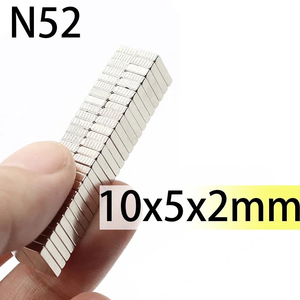 N52 10x5x2 Standard size magnet Rectangle engine Neodymium 10*5*2 Bar Block Strong Magnets Search healthcare or Motor Generator
