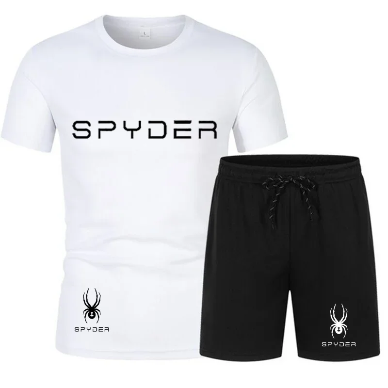 Men's and women's summer cool and refreshing sports set, two bar short sleeved shorts, ice silk mesh outdoor running basketball