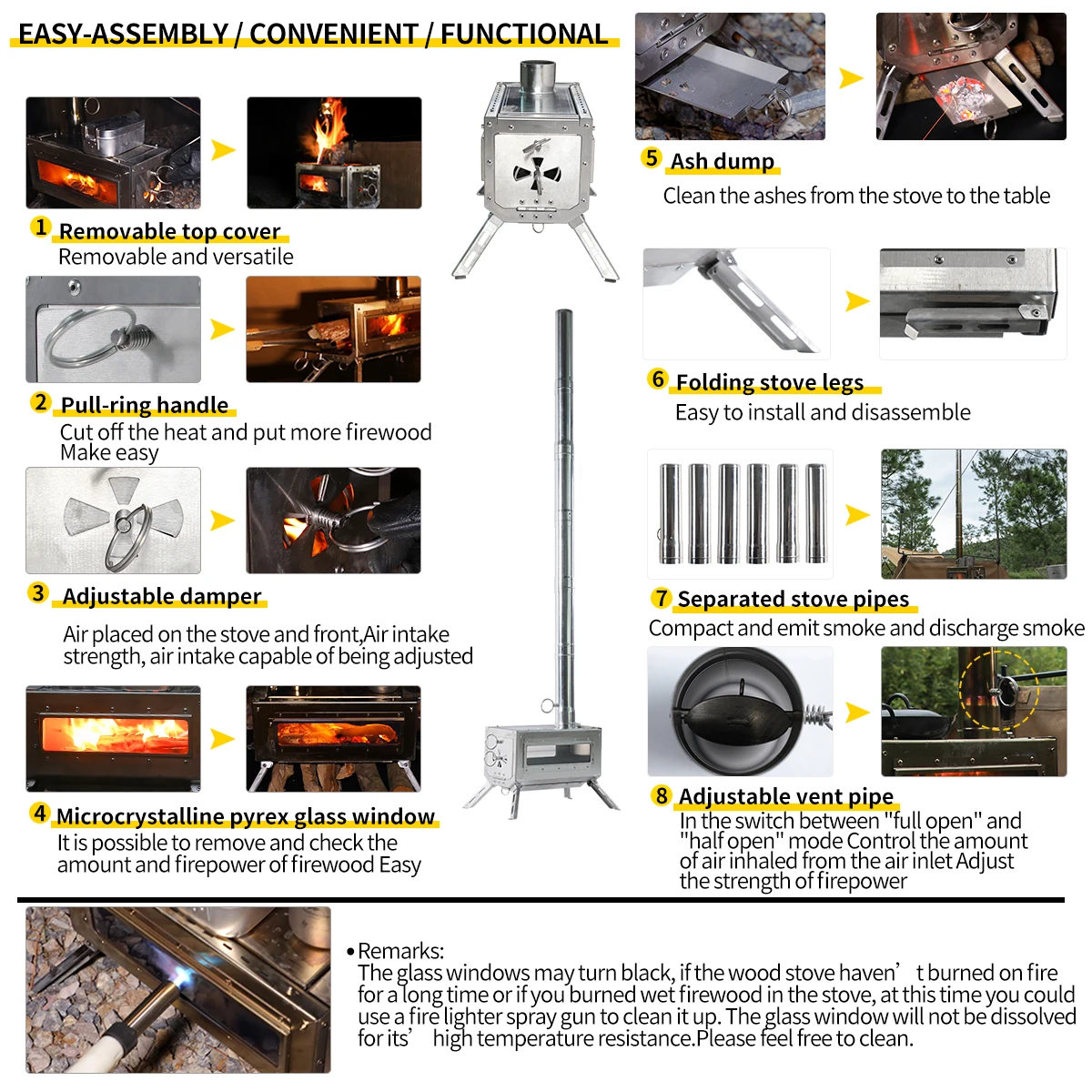 Soomloom Foldable tabletop wood-burning stove camping equipment