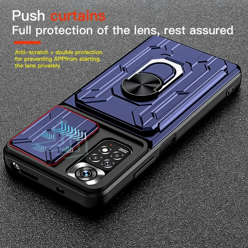 Luxury Shockproof Case with Rotation Metal Ring Stand and Card Slot
