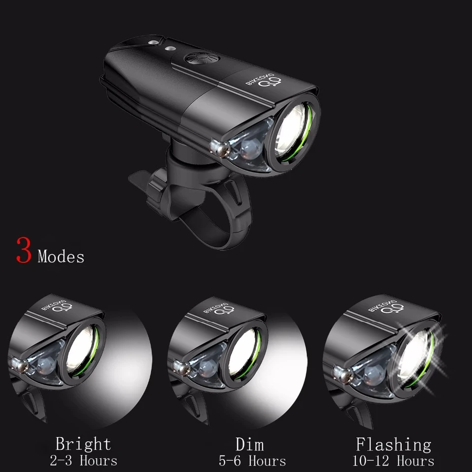 Lumières De Vélo, 550Lm Vélo Lumière Avant Lampe Usb Rechargeable T6 Led 1100Mah Vélo Lumière