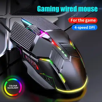 Mouse da gioco cablato 3200dpi Mouse ergonomico per Computer USB RGB Mause Gamer Mouse 6 pulsanti LED Mouse E-sport silenziosi per PC Laptop
