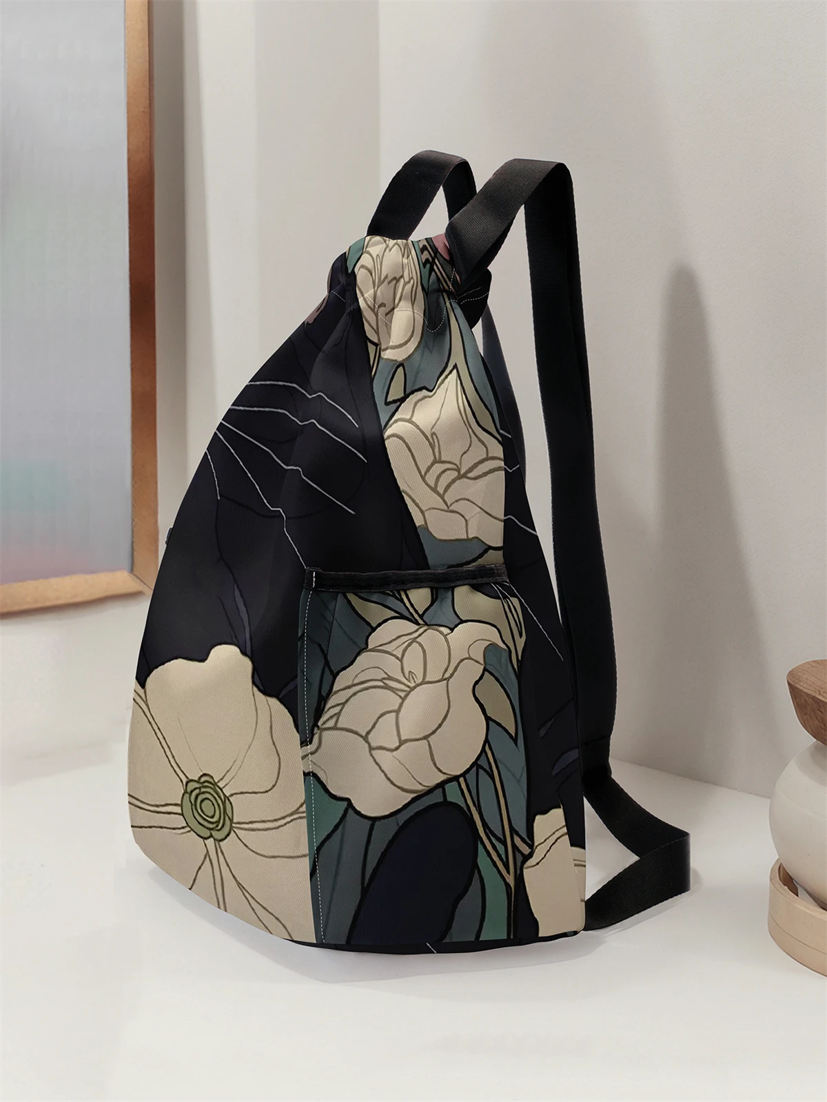 Cute Cat Pattern Printed Drawstring Backpack - Large Capacity Durable Fitness Bag, Sports Beach Backpack