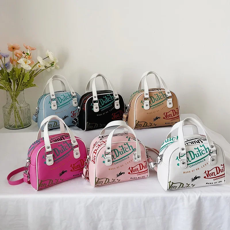 

Trend Fashion Alphabet Print Ladies One-shoulder Cross-body Youth Handbag Bag 2023 Summer New Clash Color Shell Bag
