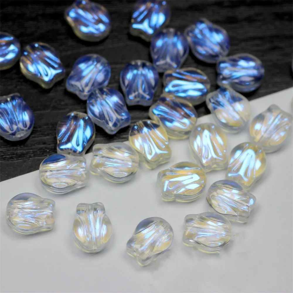 30pcs Multicolor Tulip Flower Glass Beads
