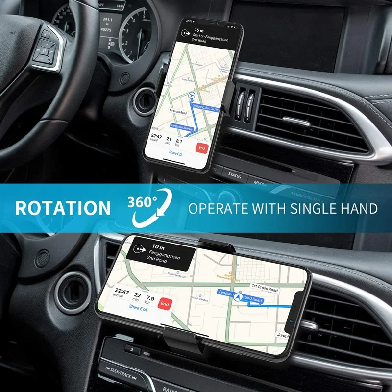 Tongdaytech Universal Car Phone Holder Double Base Air Vent Mount 360 Rotation Stand For Iphone XS 11 12 Pro Max Samsung In Car