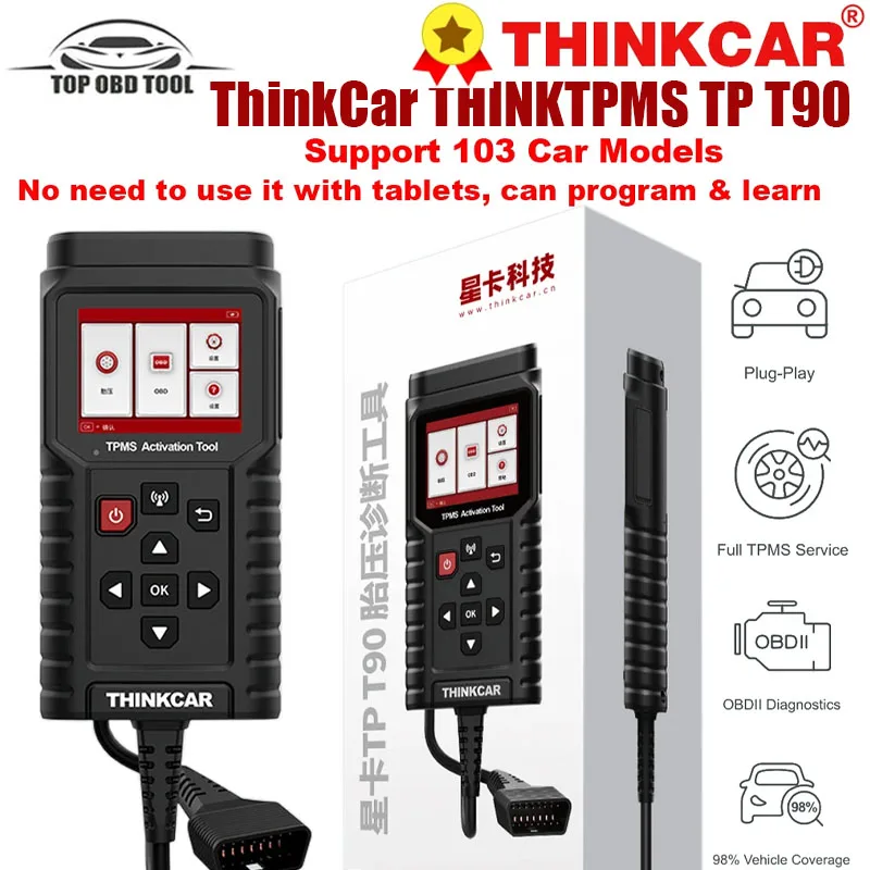 

ThinkCar TP T90 TPMS Activation Tool Programmer OBD2 Tire Pressure Sensor Service Tool Car Diagnostic Fault Code PK THINKTPMS G2