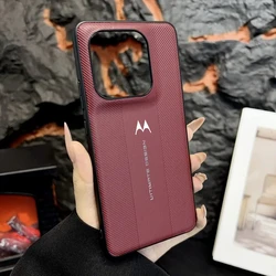 Premium PU Leather Shockproof Protection Case for Motorola Moto X70 Air (Red  With M)