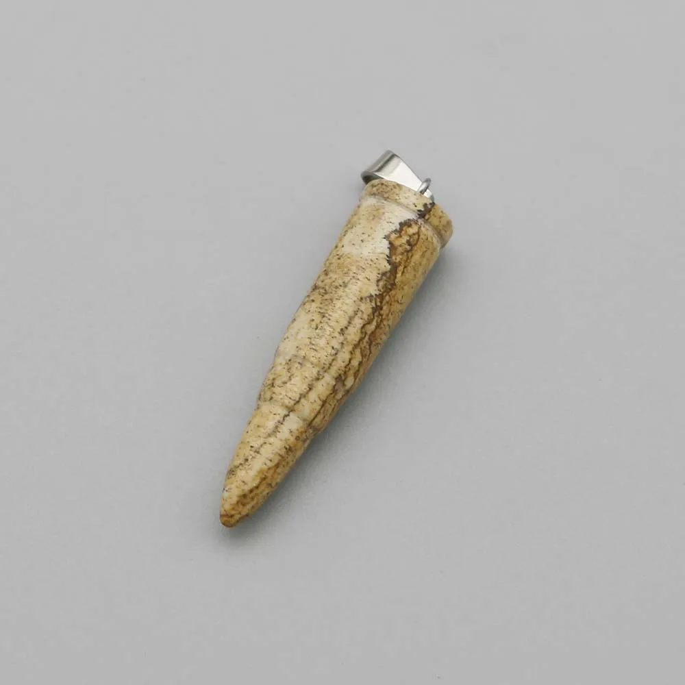 Natural Stone Multicolor Cone Bullet Pendant Crystal Agate Necklace Fashion Charm Accessories Jewelry Making Gift Wholesale 8PCS