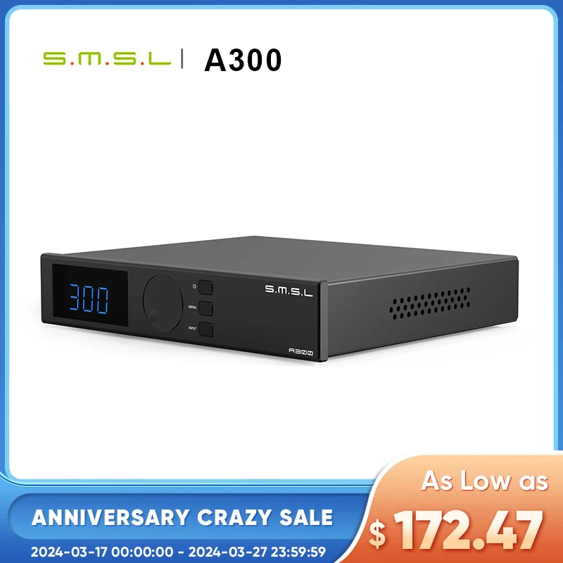 

SMSL A300 Hi-res Bluetooth 5.0 усилитель мощности 2,1 аудиосистема 165 Вт * 2 BTL 330 Вт сабвуферы HIFI AMP с запатентованными звуковыми эффектами