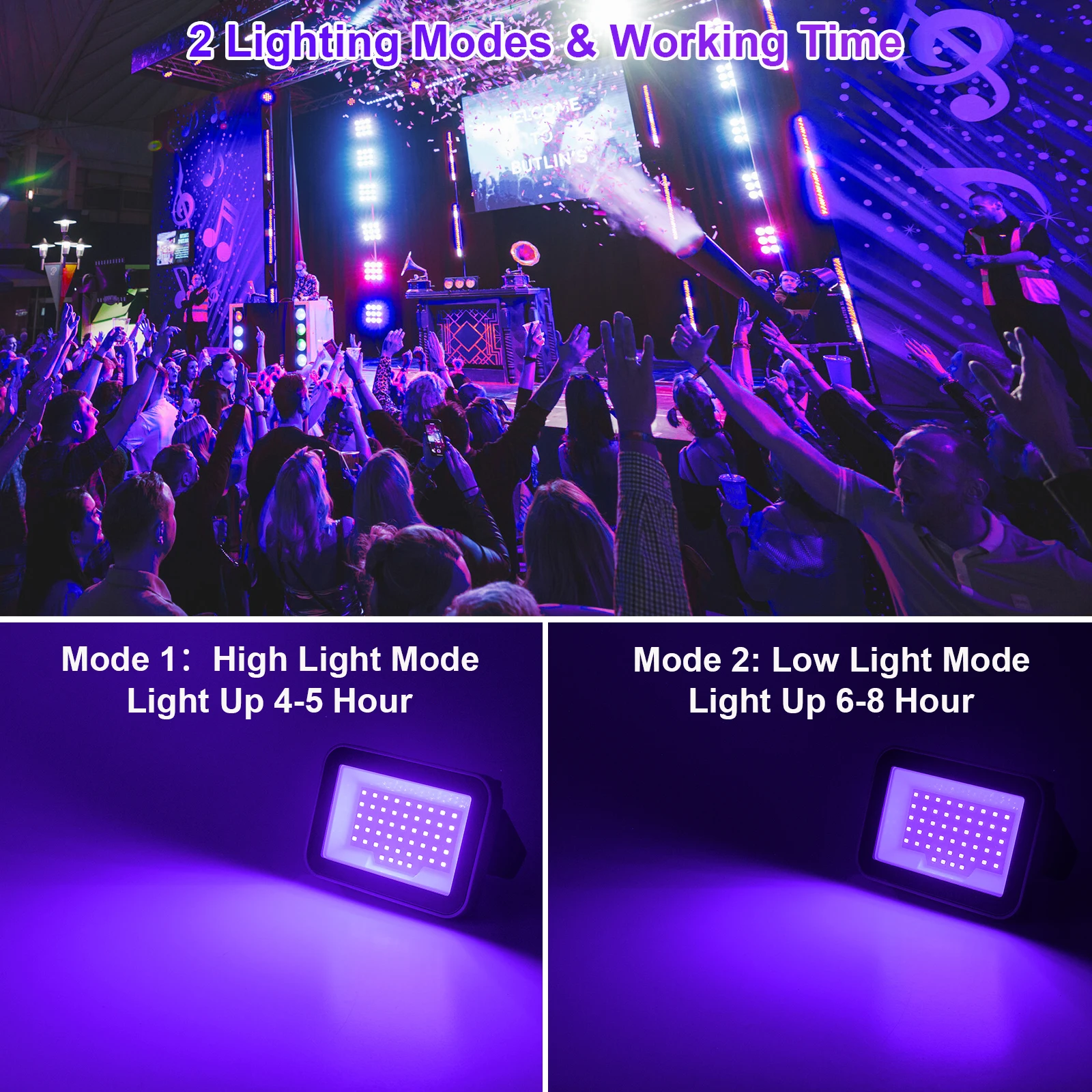 1PC/2PCS LED UV Black Lights Work Light Stage Blacklight Ultraviolet Flood Effect Light for Halloween Xmas Dance DJ Disco Party