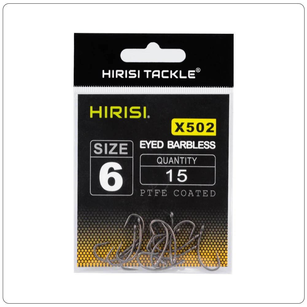 Hirisi 15 Stück PTFE-beschichtete Angelhaken aus Edelstahl mit hohem Kohlenstoffgehalt und Auge X502 Angelzubehör – Detail 7