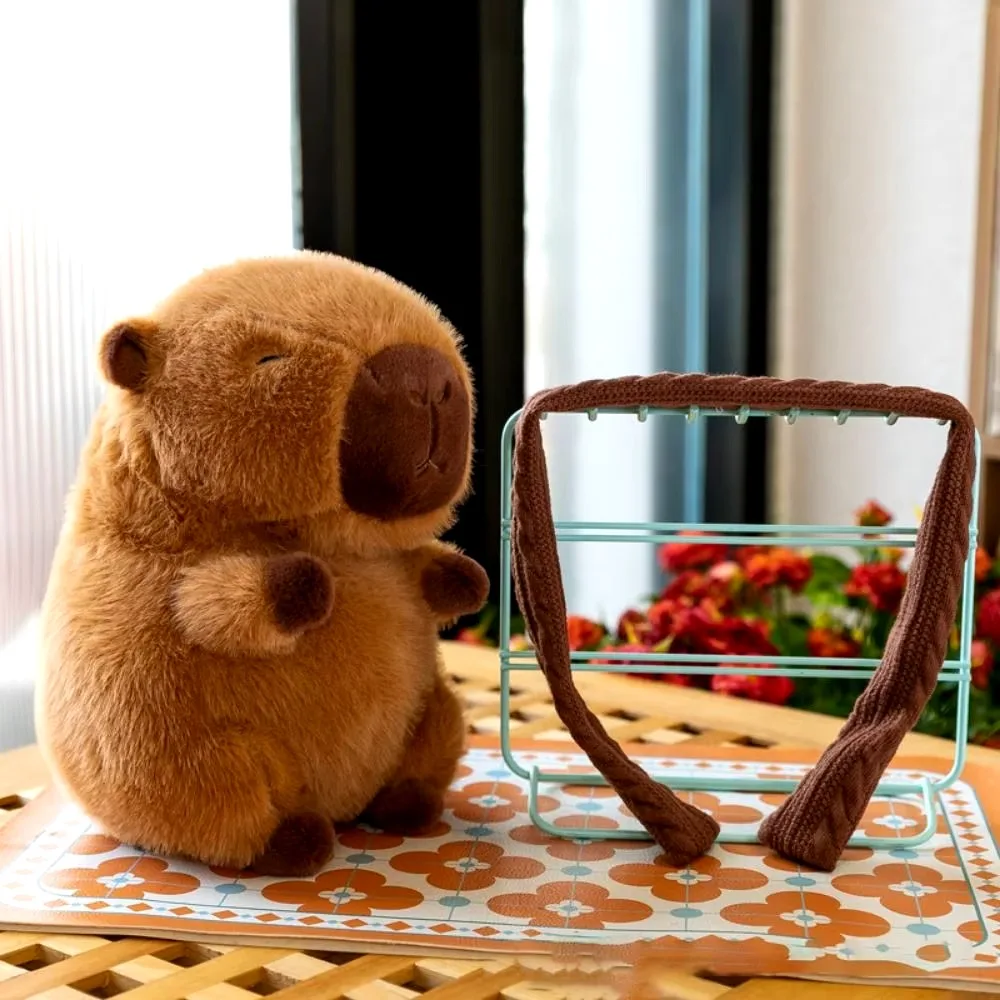 Peluche capybara douce avec écharpe amovible cadeau anniversaire_voghion.com