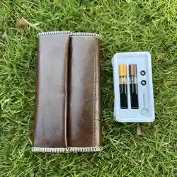 Premium PU Leather Tobacco Pouch & Smoking Accessories Organizer with Filter Tips (Dark Brown)