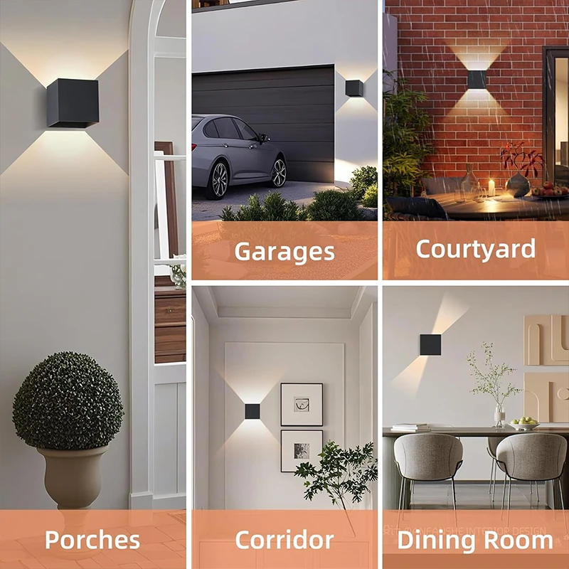 Modern LED Wall Lamp Black, Up And Down Indoor Outdoor DC110-220V For Living Roo