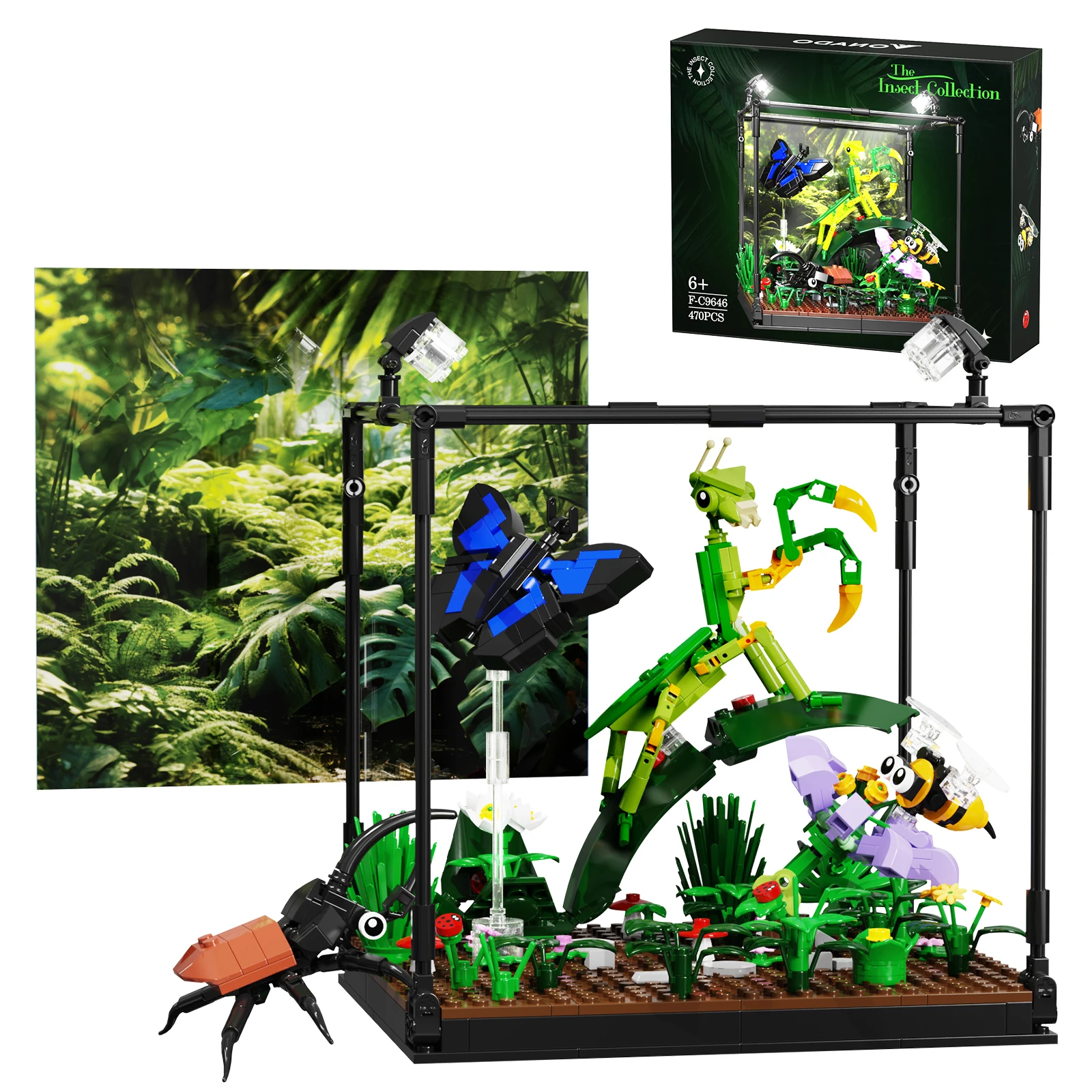 2024 New Insect House Animals Museum Building Block Set Con Kit Di Luce Natura Flora E Fauna Modello Di Visualizzazione Giocattoli Per Bambini