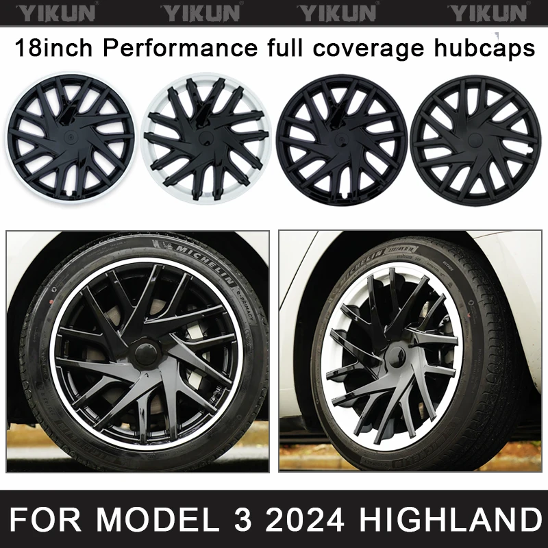 

4PCS HubCap Car for Tesla Model 3 2024 Highland Replacement 18 Inch Wheel Cap Automobile Full Rim Cover Accessories Wheel Cover