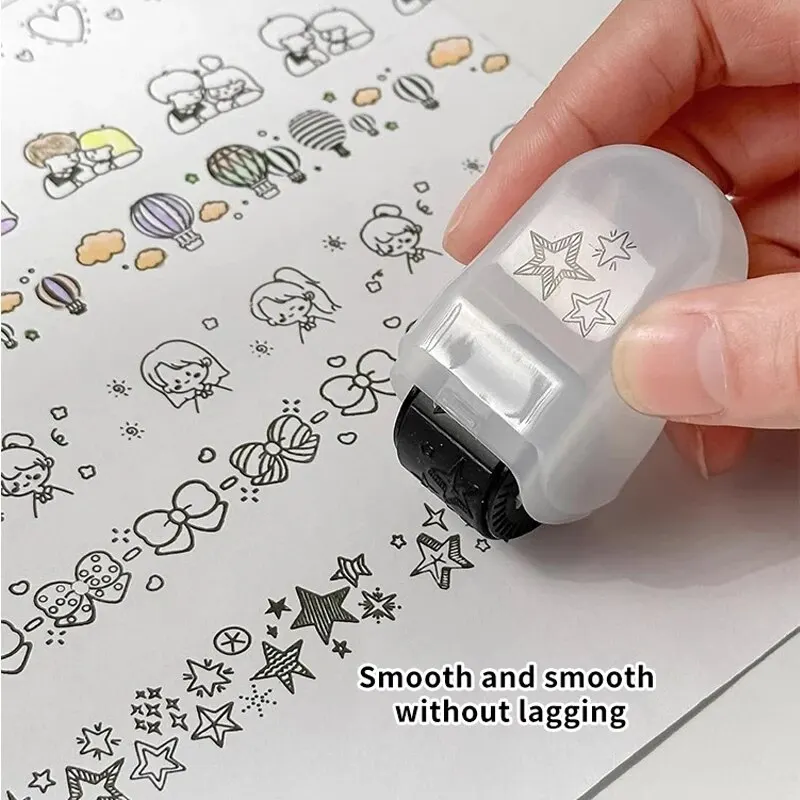 childrens seal 2PC Cartoon Pattern Lace Band Children's Rolling Flower Seal Creative Seal Graffiti Handbook DIY Roller Lace Decoration Band