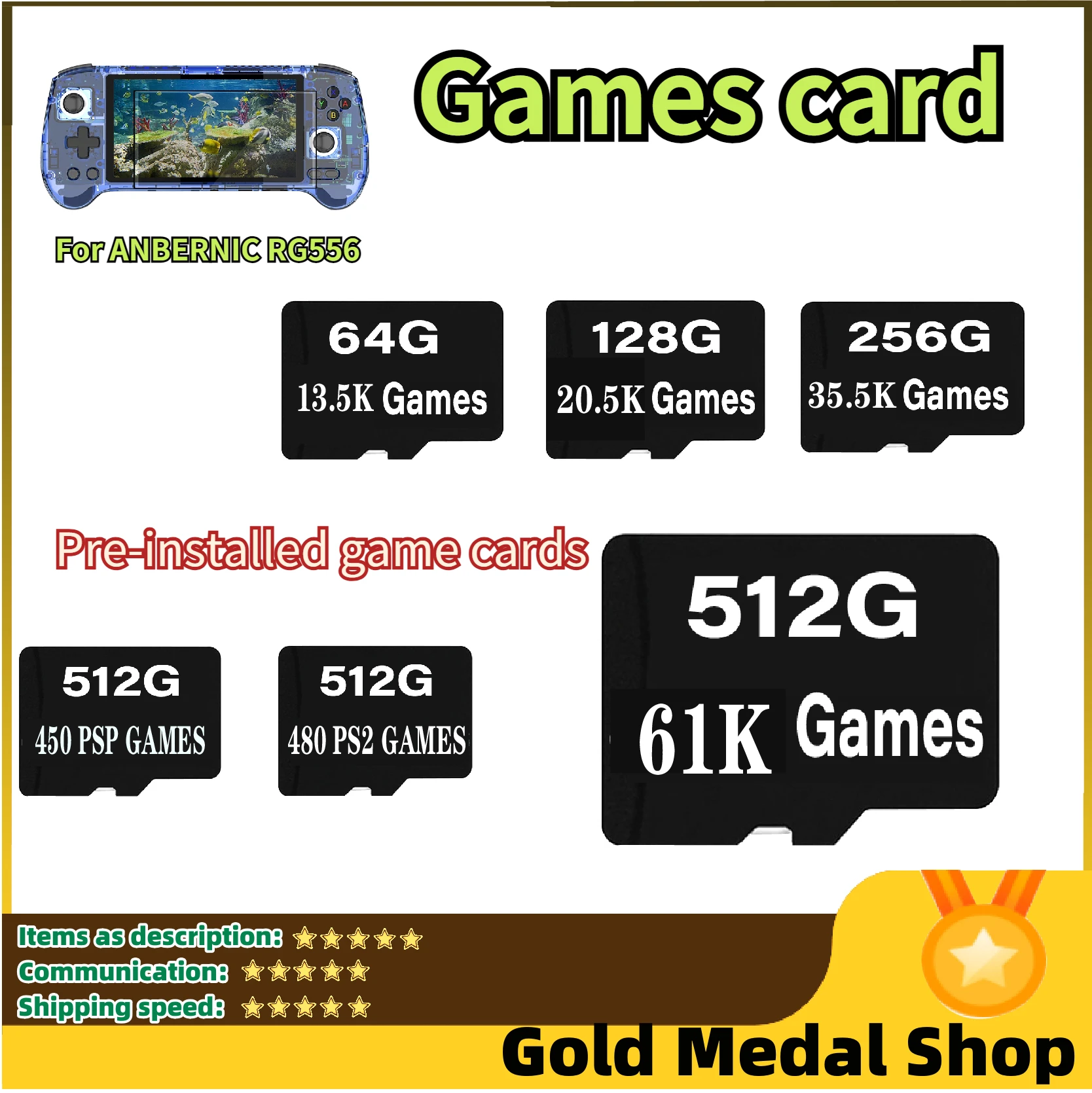 Per Anbernic Rg556 Console Di Gioco Portatile Scheda Di Memoria Scheda Sd Scheda Tf 61000 Giochi Ps2 512G 256G 128G Micro Tf Psp Giochi