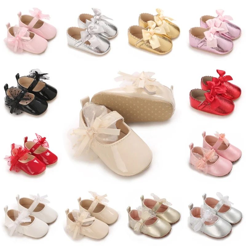 Cute 0-18M Women's Spring and Autumn Large Bow Decoration Elegant Party Attends Soft Bottom Casual Princess Shoes