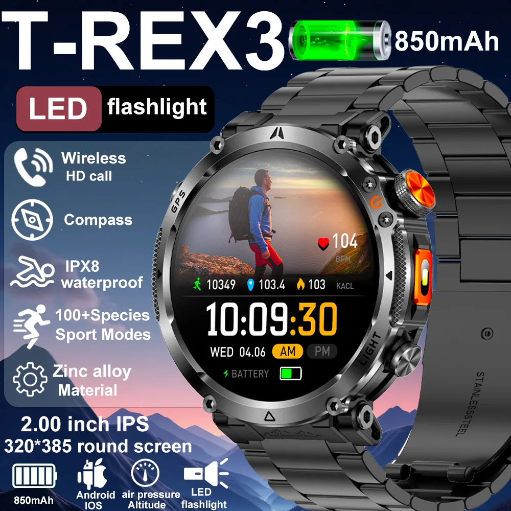 Advanced Waterproof GPS Sports Smart Watch with Compass and LED Flashlight