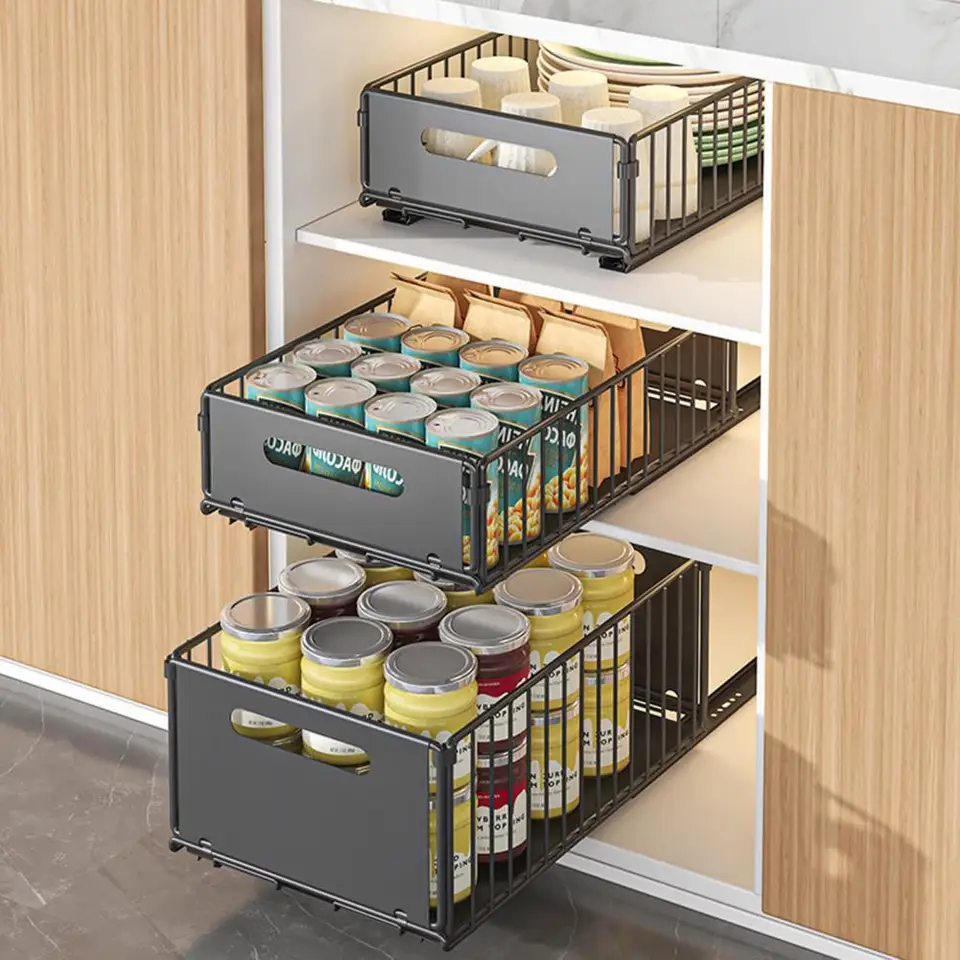 Large Capacity Pull Out Cabinet Organizer Set