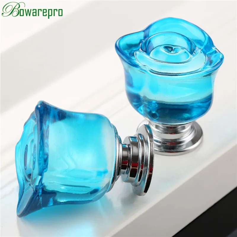 1Pc 30mm Crystal Rose Glass Clear Cabinet Knob Drawer Pulls Handle Kitchen Door Wardrobe Furniture Hardware Knobs and Handles