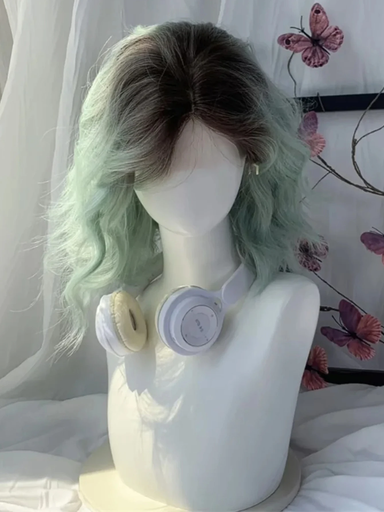 Synthetic Curly Hair Wig Dark Brown Blond Color For Women