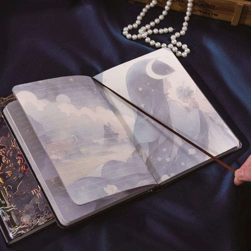 كتاب سحري عتيق على الطراز الأوروبي القوطي A5 دفاتر الملاحظات، غلاف فني بختم ساخن مفكرة كاملة الألوان، 128 ورقة