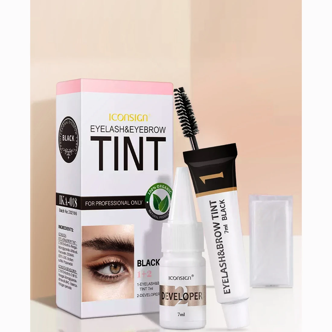 ICONSIGN Eyelashes and Eyebrow Tint Dye Professional Eyebrow Dye Waterproof Long-lasting Eyebrow Brow Kit Semi Permanent Eyebrow