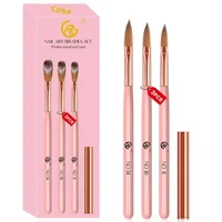 3PCS Acrylic Nail Brush Set - Size 8/10/14 Acrylic Nail Brushes for Acrylic Application Pink Handle Professional Drawing Powde 1