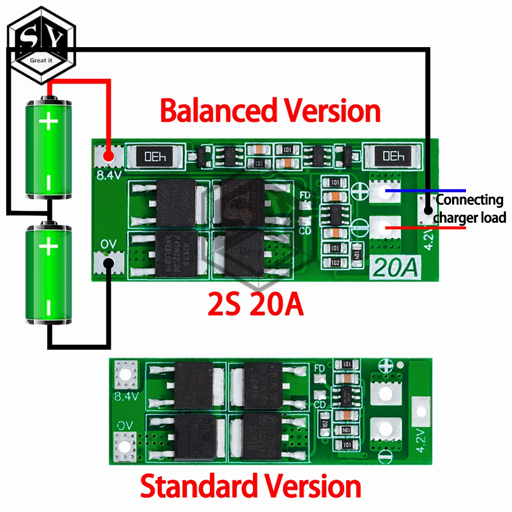 2S 20A 7.4V 8.4V 18650 Lithium Battery Protection Board/BMS Board Standard/Balance For DIY 1