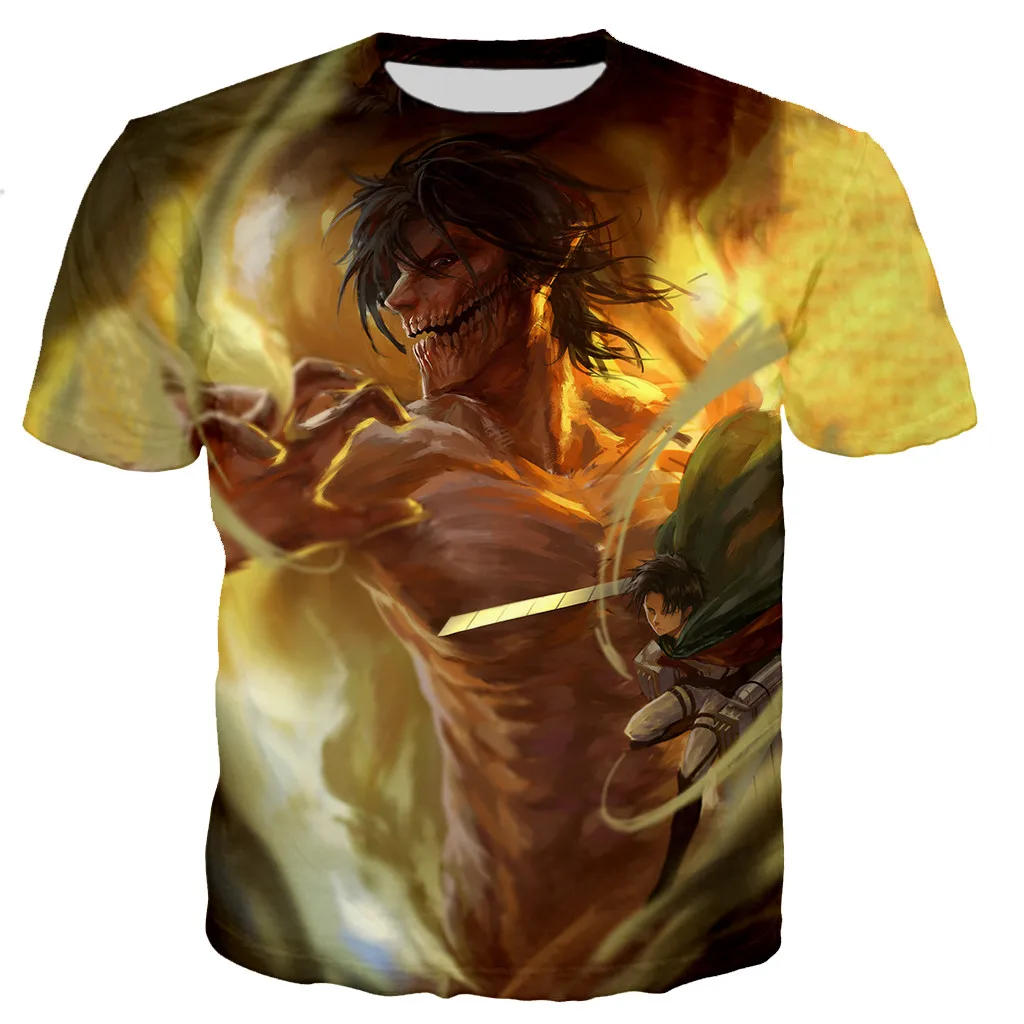 

2023 Fashion Casual Harajuku Style T-shirt Streetwear Hip Hop Clothes Men/women Hot Anime 3D Attack on Titan Printed T-shirt