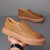 Men Retro Loafers Handmade Casual Leather Shoes Non-slip Sole Classic Sewing Comfortable Slip-on Spring Summer Work 5